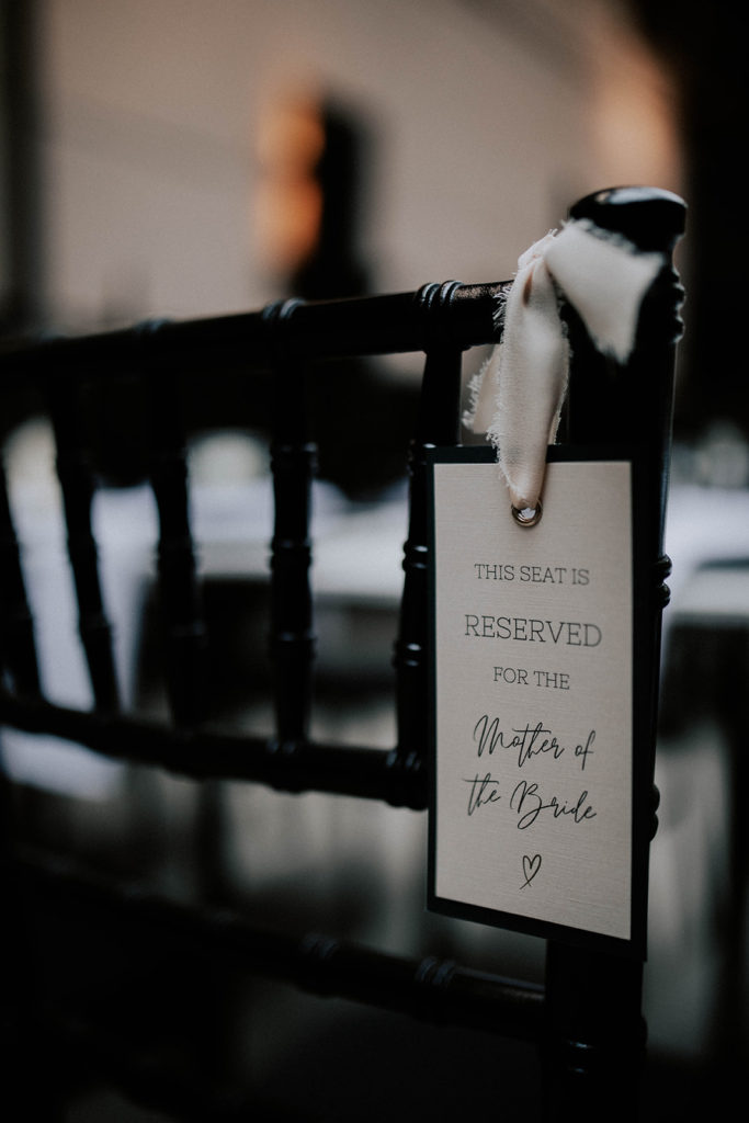 reserved seat at a wedding