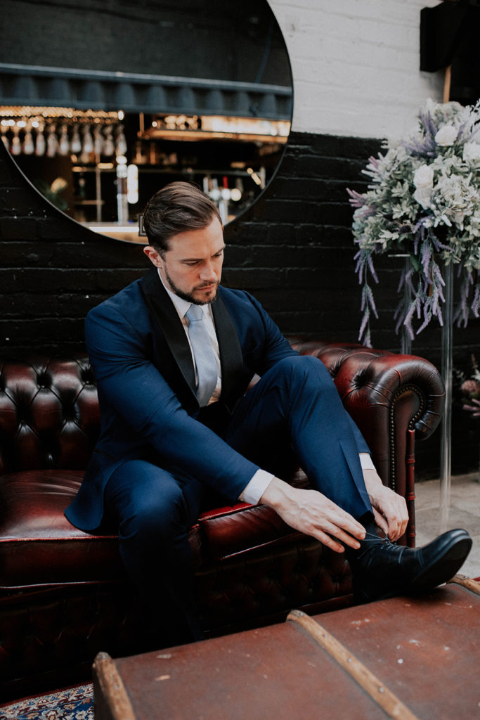 man getting ready for his wedding